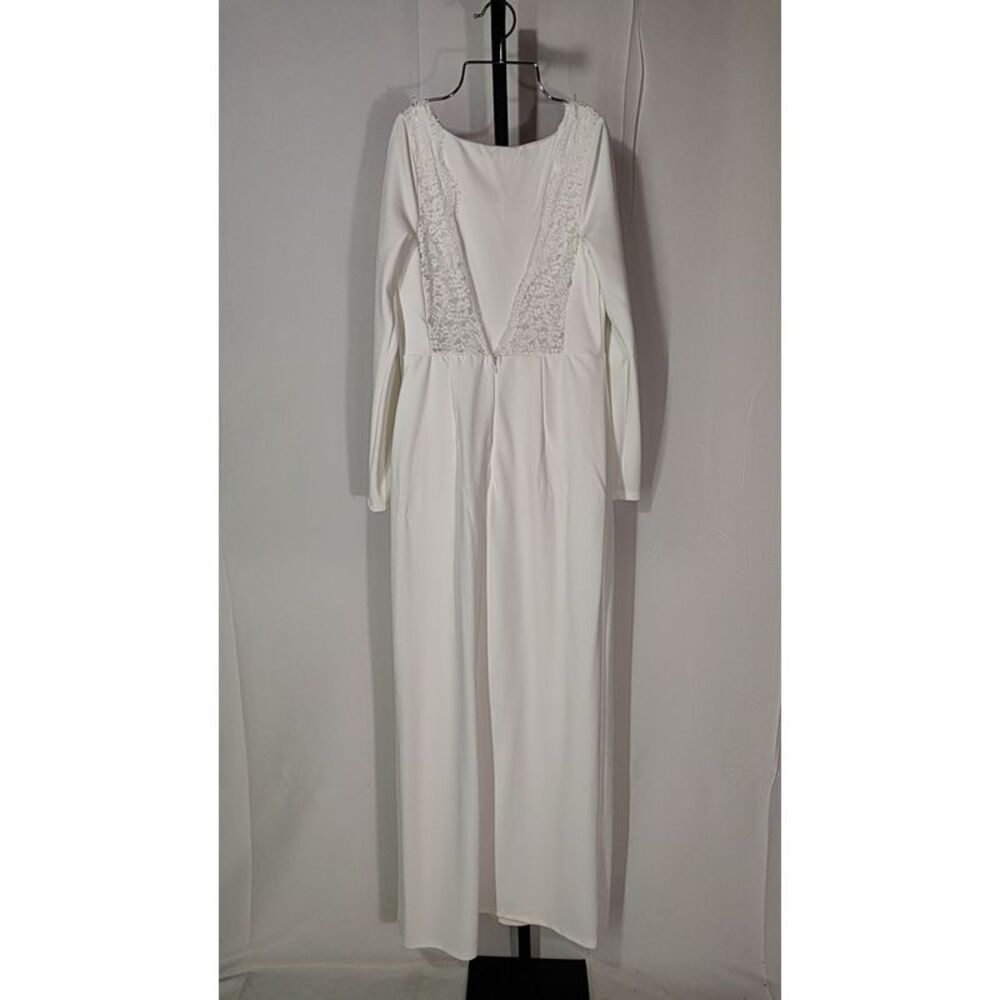 Lulus Romantic Moments Lace Long Sleeve Maxi Dress White Basic Sleeved Large - Picture 3 of 3
